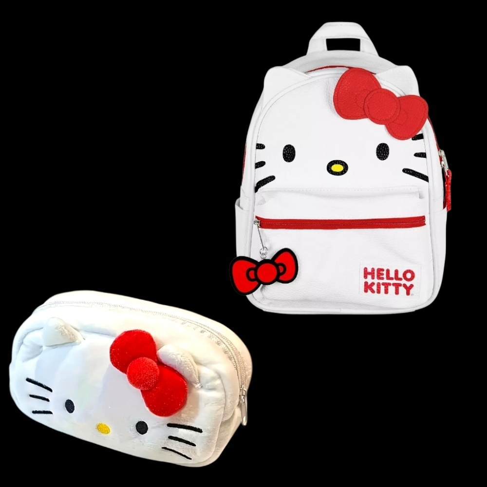 Hello Kitty White and Red Backpack with Matching White and Red Pouch